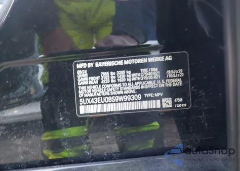 2025 BMW X5 Phev xDrive50E z USA, uszkodzony, nr VIN 5UX43EU08S9W99309